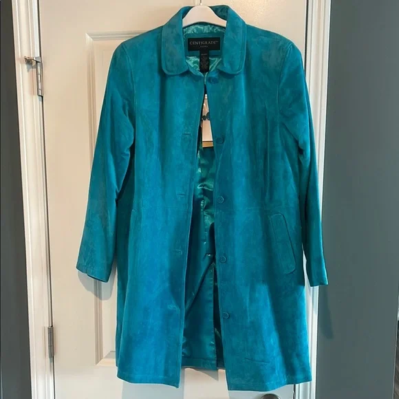 Chic Teal Trench Coat - Picture 1 of 7